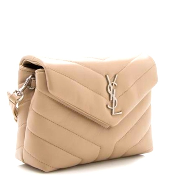 Authentic YSL Saint Laurent LOULOU TOY STRAP BAG IN MATELASSÉ "Y" LEATHER  Beige - Picture 9 of 17